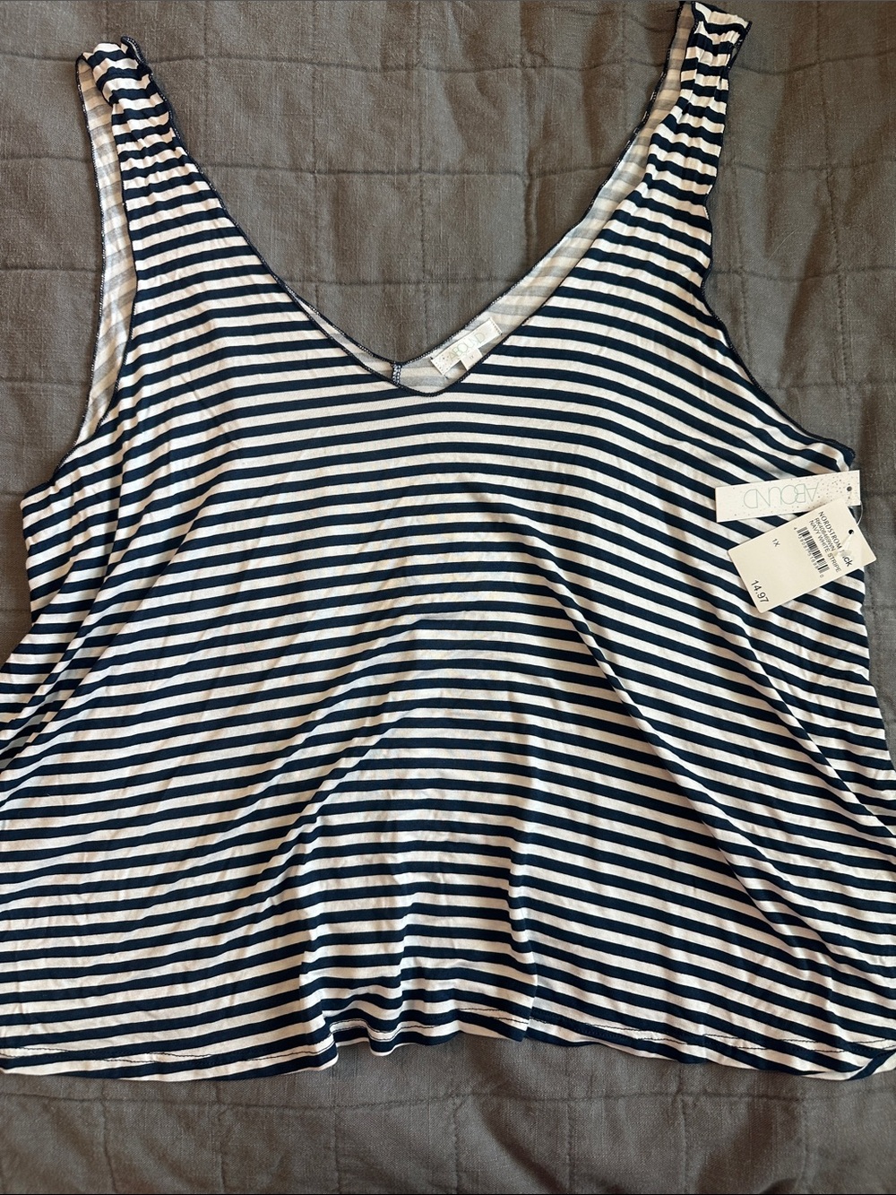 Abound Navy & White Striped V-Neck Tank